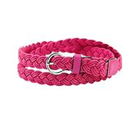 sourcing map Ceinture tressée maigre pour femmes avec boucle à ardillon réglable, tissage décontracté Rose Taille:26-33