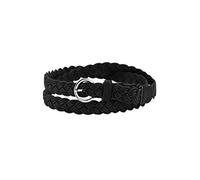 sourcing map Ceinture tressée maigre pour femmes avec boucle à ardillon réglable, tissage décontracté Noir Taille:26-33