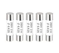 sourcing map Céramique Fusibles à Cartouche 2A 250V 6x25mm Fusibles Céramique Coup Rapide Rechange pour Amplificateur Lampe à économie énergie Ballast 5Pcs
