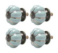 sourcing map Céramique Vintage Bouton Tiroir Citrouille Poignée Garde-robe 4pc Bleu