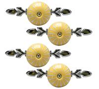 sourcing map Céramique Vintage Bouton Tiroir Poignée Garde-robe 4pc Jaune