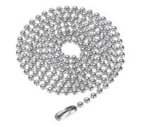 sourcing map Chaîne à billes en acier inoxydable de 2,4 mm de long - 60 cm de long - Collier de perles rondes 316L - Chaîne de traction avec connecteurs et fermoirs pour homme et femme - Pour la
