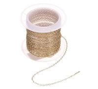 sourcing map Chaîne à maillons cubains en acier inoxydable de 5 m, 1,6 x 0,4 mm, maillons plats croisés pour la fabrication de bijoux, doré