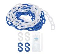 sourcing map Chaîne de sécurité en plastique de 6,1 m - Bleu et blanc - Avec attaches à glissière et crochets en S pour contrôle des foules - Décoration de clôture