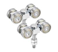 sourcing map Chariot tranquille à 4 Roues avec Roulettes, Assemblage de Chariot à Roulement Fer avec Vis et Écrous pour Rail de 1-5/8" Large et Tous Rails de 1-5/8" Ou Plus Hauts, Ton Argenté