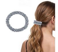 sourcing map Chouchous à cheveux avec strass, attaches en cristal, élastiques pour queue de cheval, accessoires de cheveux pour femmes et filles, usage quotidien, fête, gris gel