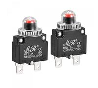 sourcing map Circuit Surcharge Protection 3A AC125/250V DC32V Bouton-poussoir Thérmique Coupe-circuit pour Air Compresseur avec Imperméable Capuchons 2pcs