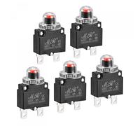 sourcing map Circuit Surcharge Protection 6A AC125/250V DC32V Bouton-poussoir Thérmique Coupe-circuit pour Air Compresseur avec Imperméable Capuchons 5pcs