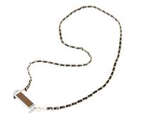 sourcing map Clip de téléphone en métal, lanière de téléphone à bandoulière en cuir synthétique blanc, Café/argenté, 119