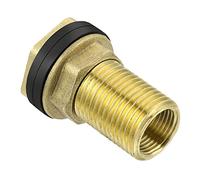 sourcing map Cloison Raccord - Eau Réservoir Connecteur, Laiton Fileté Raccord Adaptateur avec 2 Caoutchouc Joint, Appliquer à Externe/Jardin/Piscines (BSPT3/8 Femelle G1/2 Mâle)