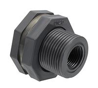 sourcing map Cloison Raccord - Eau Réservoir Connecteur, PVC Fileté Allonger Raccord Adaptateur avec Joint, Appliquer à Externe/Jardin/Piscines (G1/2 Femelle, Gris)