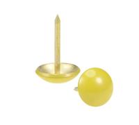 sourcing map Clou Tapissier 11mm Diamètre Jaune Rond Tête 17mm Longueur Punaises Clou Ameublement pour Meuble Sofa Dosserets 100 Pcs