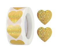 sourcing map Coeur Forme Autocollant 1'' Auto-adhésif Amour Autocollant Étiquette Cœur Décorations pour Enveloppe, Saint Valentin Jour, Mariage Fête, Pointillé Doré 500 Pièces