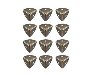 sourcing map Coin de Protection Boîte Caisse Bois Meuble Angle Protecteur Métal Vintage 21x21x21mm 12Pcs Bronze Tone