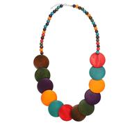 sourcing map Collier à grosses perles, collier de perles rondes en bois, 27.56inch, Bois, Pas de gemme