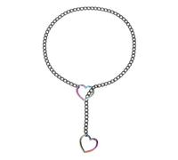 Sourcing map Collier avec chaîne coulissante, collier cubain ajustable en forme de Y avec anneau en forme de cœur, collier ras du cou en acier inoxydable pour femme, bijoux punk gothiques, 23.6 Inches