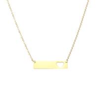 sourcing map Collier avec pendentif en forme de barre initiale, collier rectangulaire en acier inoxydable, breloque en forme de cœur pour femme, cadeau bijoux, doré