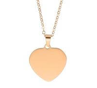 sourcing map Collier avec pendentif en forme de cœur en acier inoxydable pour homme et femme - Gravure vierge - Bijoux cadeaux pour anniversaire, Saint-Valentin (2,5 cm, or rose)