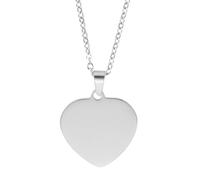 sourcing map Collier avec pendentif en forme de cœur en acier inoxydable pour homme et femme - Gravure vierge - Bijoux cadeaux pour anniversaire, Saint-Valentin (2,5 cm, argent)