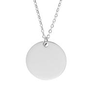 sourcing map Collier avec pendentif rond en acier inoxydable pour homme et femme, estampage vierge à graver, bijoux cadeaux pour anniversaire, 1", Acier inoxydable, /