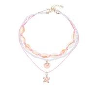 sourcing map Collier de coquillages pour femme fait à la main - Collier de perles en forme d'étoile de mer - Réglable - Bijou de plage bohème - Cadeau de vacances, taille unique, Acier allié, Diamant