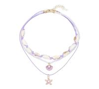 sourcing map Collier de coquillages pour femme fait à la main - Collier de perles en forme d'étoile de mer - Réglable - Bijou de plage bohème - Cadeau de vacances, taille unique, Acier allié, Diamant