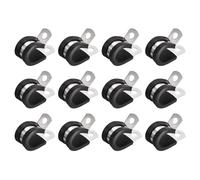 sourcing map Collier de Serrage 14mm 304 Inox Acier Caoutchouc 12pcs | Amorti Isolé Attache, Grillage Rigide Sangle Clip Fixation Tube Tuyau