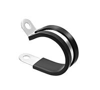 sourcing map Collier de Serrage avec Insert en Caoutchouc 55mm Acier Inox Isolé Pince R Forme Métal 10Pcs