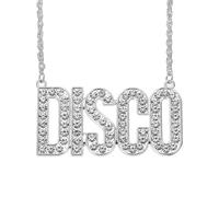 sourcing map Collier disco pour homme, tenue disco des années 70, collier chaîne accessoires pour homme et femme années 50, 60, 70, 80, fête à thème, bijoux, cadeau, argent