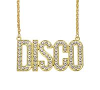 sourcing map Collier disco pour homme, tenue disco des années 70, collier chaîne accessoires pour homme et femme années 50, 60, 70, 80, fête à thème, bijoux, cadeau, doré