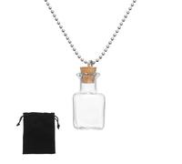 sourcing map Collier en forme de fiole cubique, petits pendentifs en verre avec bouchons en liège, pochette en velours pour bijoux, 24 mm, Verre, Agate
