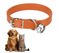 sourcing map Collier pour chien avec clochette, collier basique en cuir synthétique rembourré avec boucle réglable, 40,6 cm (orange, 1 pièce) pour tasse de thé/petit chien/chaton/petits animaux