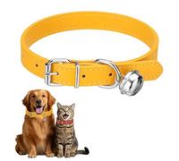 sourcing map Collier pour chien avec clochette, collier basique en cuir synthétique rembourré avec boucle réglable, 50,8 cm (doré, 1 pièce) pour tasse de thé/petit chien/chaton/petits animaux