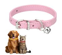 sourcing map Collier pour chien avec clochette, collier basique en cuir synthétique rembourré avec boucle réglable, 25,4 cm (rose, 1 pièce) pour tasse de thé, petit chien, chaton, petit animal