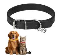 sourcing map Collier pour chien avec clochette, collier basique rembourré en cuir synthétique avec boucle réglable, 36,8 cm (noir, 1 pièce) pour tasse de thé/petit chien/chaton/petit animal