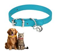 sourcing map Collier pour chien avec clochette, collier basique rembourré en cuir synthétique avec boucle réglable, 25,4 cm (bleu vif, 1 pièce), conçu pour tasse de thé/petit chien/chaton/petits