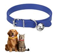 sourcing map Collier pour chien avec clochette, collier basique rembourré en cuir synthétique avec boucle réglable, 50,8 cm (bleu marine, 1 pièce) pour tasse de thé/petit chien/chaton/petits animaux