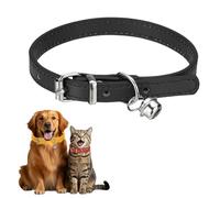 sourcing map Collier pour chien avec clochette - En cuir synthétique - Rembourré - Boucle réglable - 30,5 cm - Noir - 1 pièce - Pour tasse de thé, petit chien, chaton, petit animal