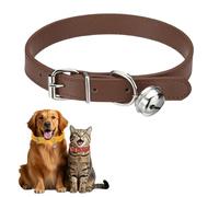 sourcing map Collier pour chien avec clochette - En cuir synthétique - Rembourré - Boucle réglable - 50,8 cm - Marron - 1 pièce - Pour tasse de thé, petit chien, chaton, petit animal