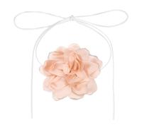 sourcing map Collier ras du cou à fleurs pour femme, grand ras du cou réglable en velours avec motif floral, accessoires pour femme, mariage, bal, fête, rose clair
