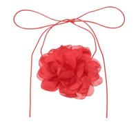 sourcing map Collier ras du cou à fleurs pour femme, grand ras du cou réglable en velours avec motif floral, accessoires pour femme, mariage, bal, fête, rouge