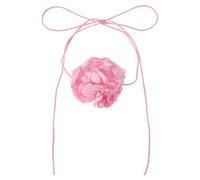 sourcing map Collier ras du cou à fleurs pour femme, grand ras du cou réglable en velours pour mariage, bal, fête, rose clair