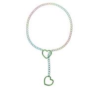 sourcing map Collier ras du cou cubain réglable en Y avec anneau en forme de cœur en acier inoxydable pour femme, bijou punk gothique, taille unique, Acier inoxydable, Pas de gemme