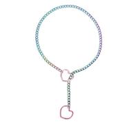 sourcing map Collier ras du cou cubain réglable en Y avec anneau en forme de cœur en acier inoxydable pour femme, bijou punk gothique, taille unique, Acier inoxydable, Pas de gemme