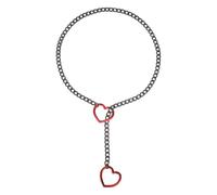 sourcing map Collier ras du cou cubain réglable en Y avec anneau en forme de cœur en acier inoxydable pour femme, bijou punk gothique, taille unique, Acier inoxydable, Pas de gemme