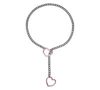 sourcing map Collier ras du cou cubain réglable en Y avec anneau en forme de cœur en acier inoxydable pour femme, bijou punk gothique, taille unique, Acier inoxydable, Pas de gemme