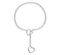 sourcing map Collier ras du cou cubain réglable en Y avec anneau en forme de cœur en acier inoxydable pour femme, bijou punk gothique, 1, Acier inoxydable, Pas de gemme