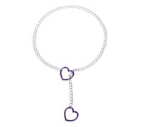 sourcing map Collier ras du cou cubain réglable en Y avec anneau en forme de cœur en acier inoxydable pour femme, bijou punk gothique, 1, Acier inoxydable, Pas de gemme