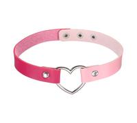 sourcing map Collier ras du cou en cuir synthétique avec cœur - Style gothique punk grunge - Bijoux gothiques - Réglable - Pour femme - Rose