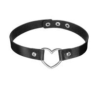 sourcing map Collier ras du cou en cuir synthétique, collier ras du cou en forme de cœur, collier gothique, punk, grunge, emo collier gothique réglable pour femme, noir